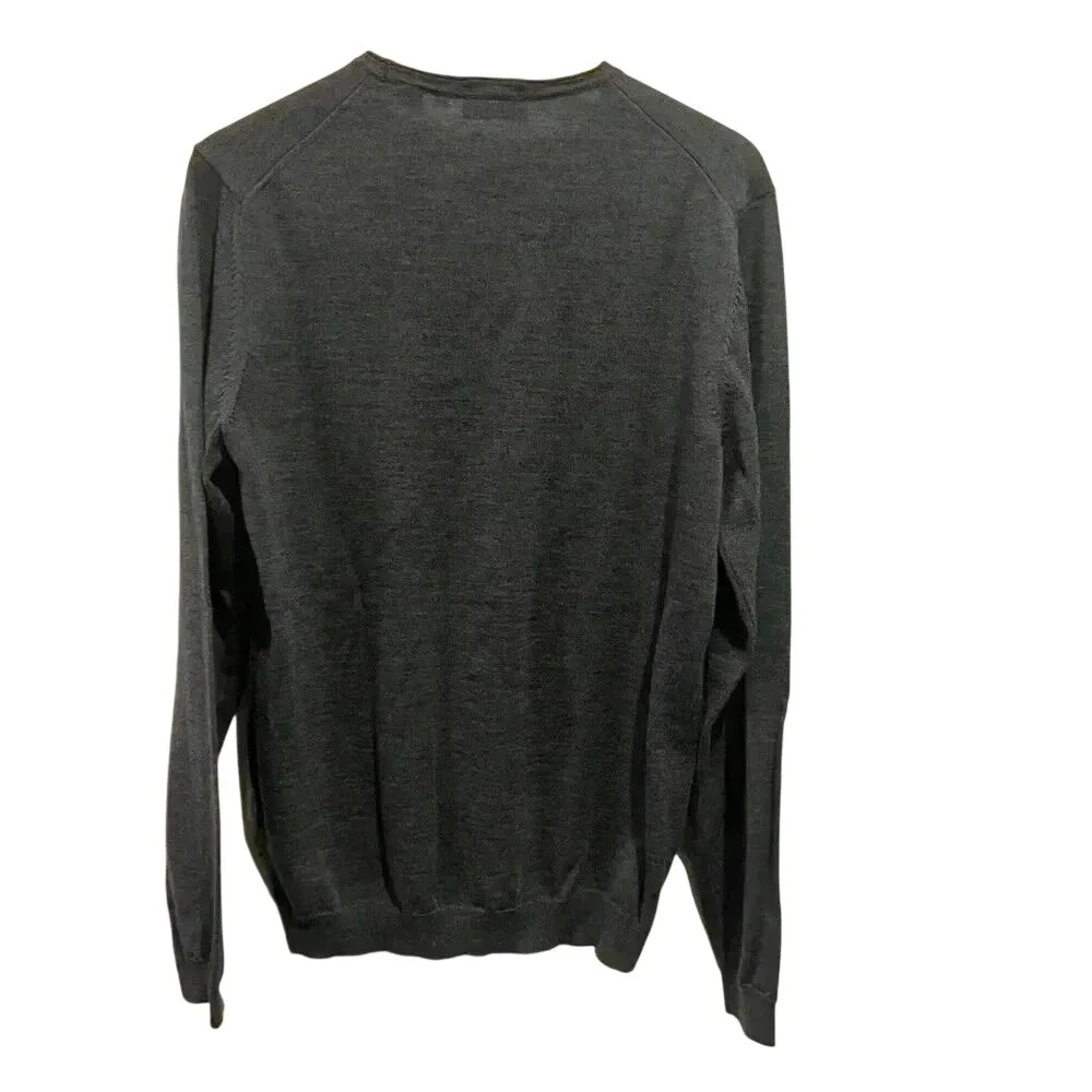 BOSS Hugo Boss Sweater Mens XL Charcoal Grey Excellent Extrafine Merino Slim Fit